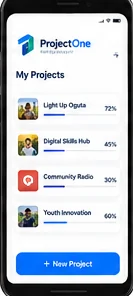 ProjectOne mobile app preview: My Projects with progress bars